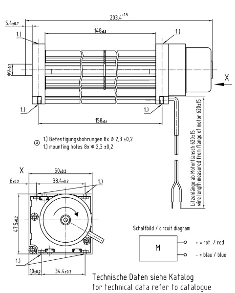 Тангенциальный вентилятор ebmpapst QG 030-148/14R