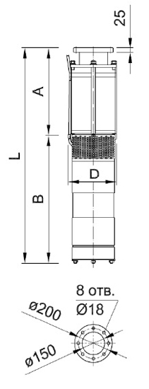 Габаритные размеры ЭЦВ 12-250-35