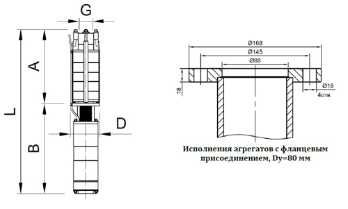 Габаритные размеры ЭЦВ 8-65-40