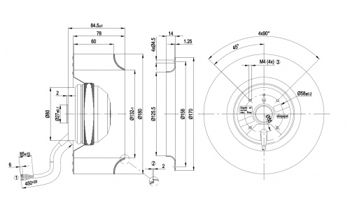 Центробежный вентилятор ebmpapst R2E180AS7705