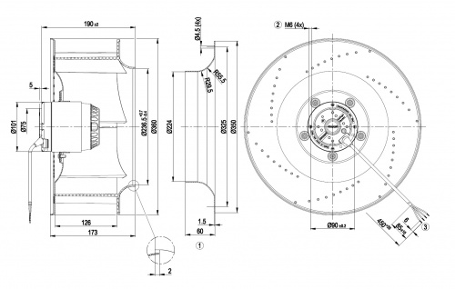 Центробежный вентилятор ebmpapst R4E355AG0205