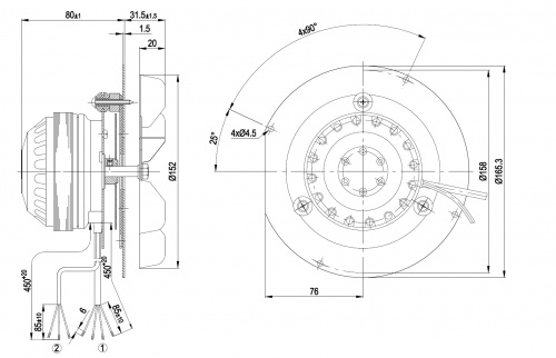 Центробежный вентилятор ebmpapst R2E150AN9101