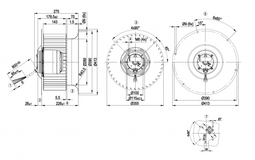 Центробежный вентилятор ebmpapst R6D355CI0501