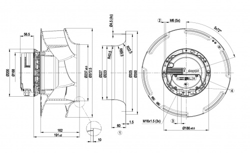 Центробежный вентилятор ebmpapst R3G355RG5601
