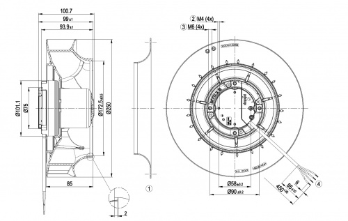 Центробежный вентилятор ebmpapst R3G250RE0705