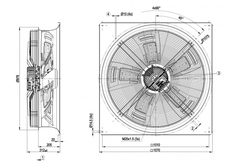 Осевой вентилятор ebmpapst W3G910GV1271