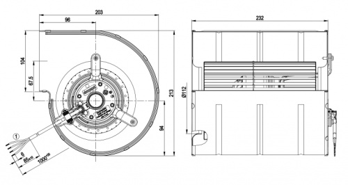 Центробежный вентилятор ebmpapst D2E133DM52E1~(255/0,26 кВт) 2000 об/мин