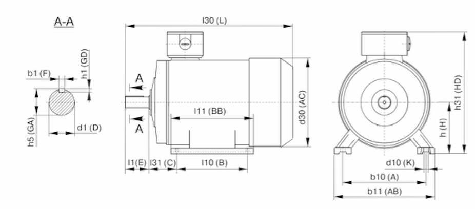 Габариты АИР56А2 IM1081 Габариты АИР56А2 IM1081.png