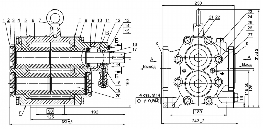 Габаритный чертеж насоса Ш40-4П Габаритный чертеж насоса Ш40-4П.png