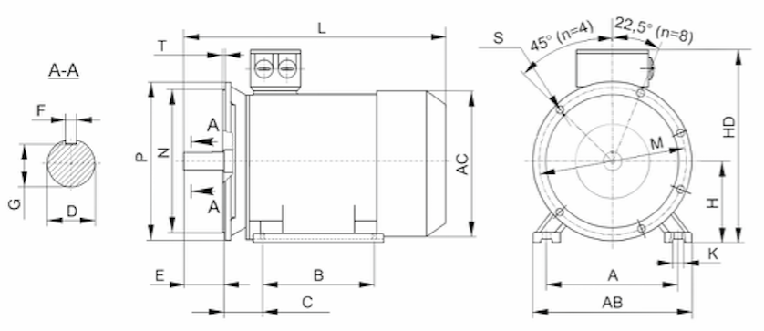Размеры двигателей габаритов 56-160 монтажного исполнения IM2081 Размеры двигателей габаритов 56-160 монтажного исполнения IM2081.png