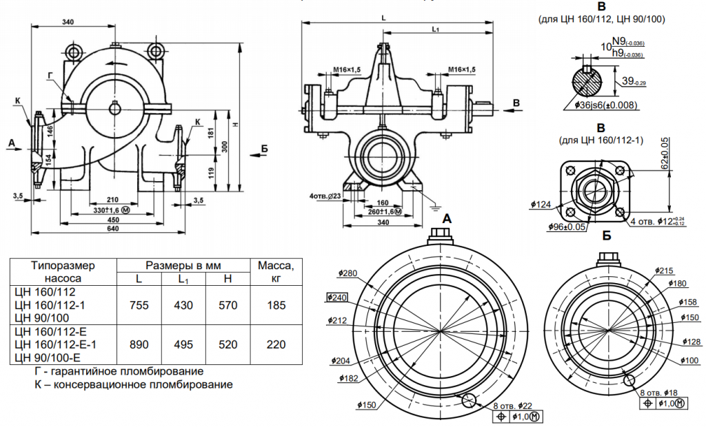 Габаритный чертёж насосов с нижним расположением патрубков.png