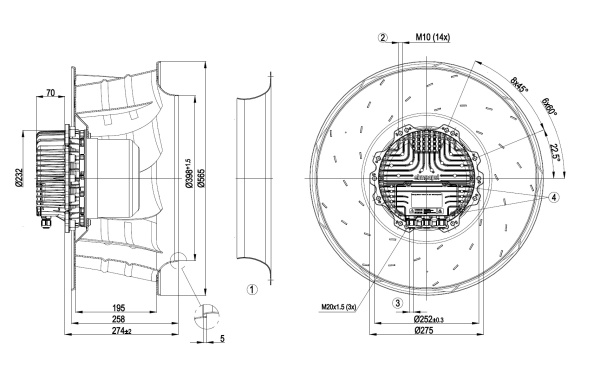 Центробежный вентилятор ebmpapst R3G560AH2301