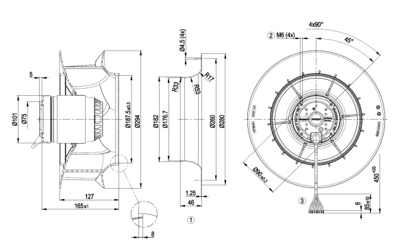 Центробежный вентилятор ebmpapst R2D280RB0602
