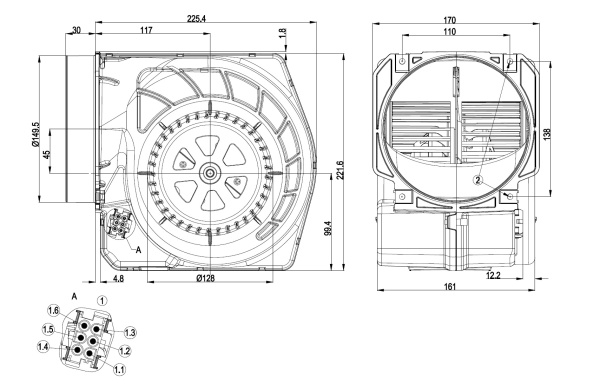 Центробежный вентилятор ebmpapst D2E146KA4501