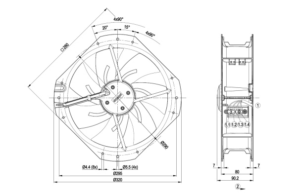 Осевой вентилятор ebmpapst W2D250HH1409