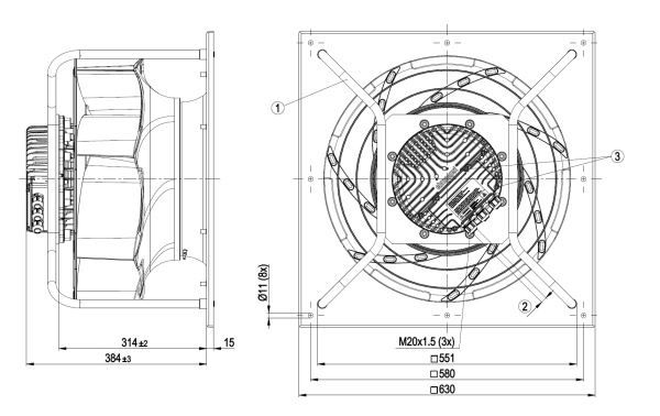 Центробежный вентилятор ebmpapst K3G500RA2471