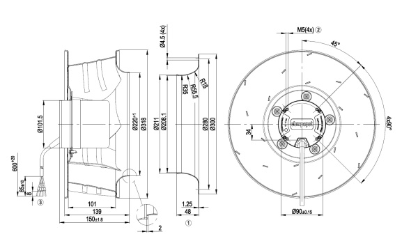 Центробежный вентилятор ebmpapst R3G310AL0930