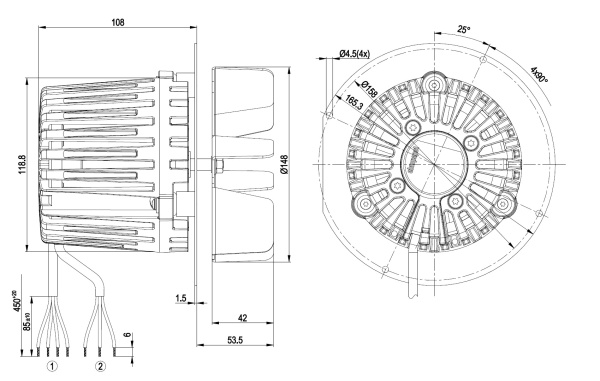 Центробежный вентилятор ebmpapst R2E150AP8201