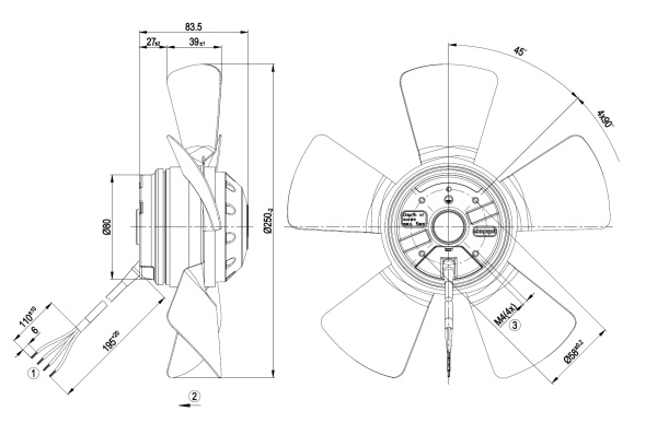Осевой вентилятор ebmpapst A2E250AE6555