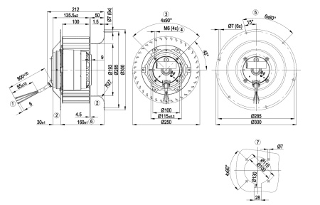 Центробежный вентилятор ebmpapst R4D250CG0701