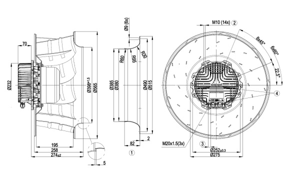 Центробежный вентилятор ebmpapst R3G560AG2101