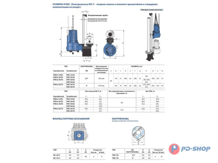 Насос фекальный Pedrollo MC15/50-F кабель 10м