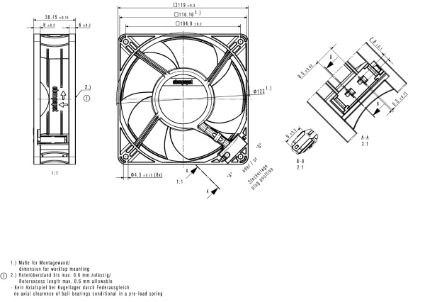 Вентилятор компактный ebmpapst ACi 4420 H (MOQ 36 шт)
