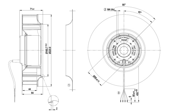 Центробежный вентилятор ebmpapst R1G220AB3592