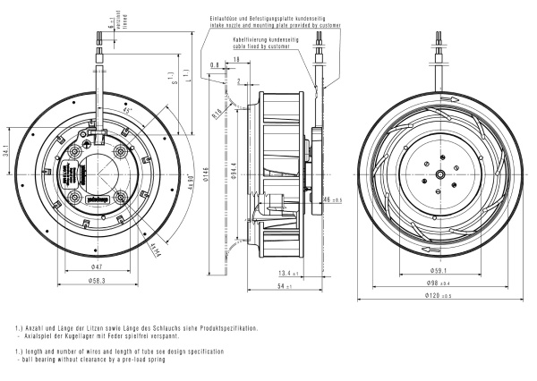 Вентилятор компактный ebmpapst RER 120-26/18/2 TDMP