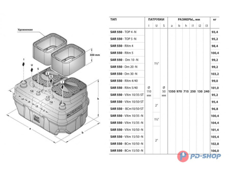 Станция насосная канализационная Pedrollo SAR 550 - BCm 10/50-N 10м