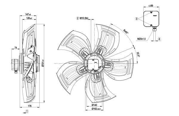 Осевой вентилятор ebmpapst A6D710AH0101