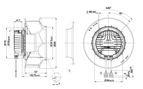Центробежный вентилятор ebmpapst R3G280RR03H1