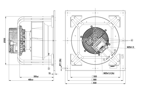 Центробежный вентилятор ebmpapst K3G450AZ3031