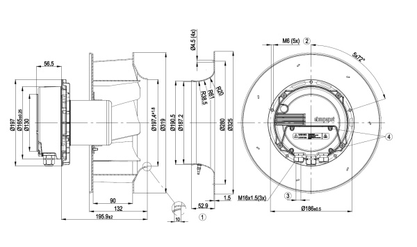 Центробежный вентилятор ebmpapst R3G280AU06B1