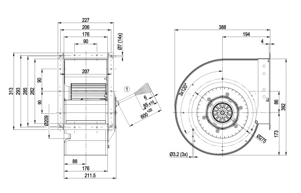 Центробежный вентилятор ebmpapst G4D250EC1003