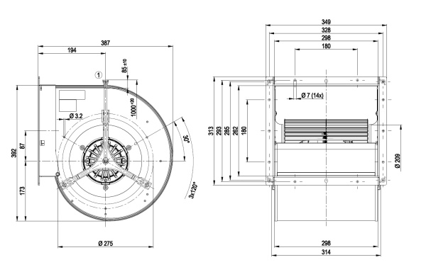 Центробежный вентилятор ebmpapst D4D250CA0211