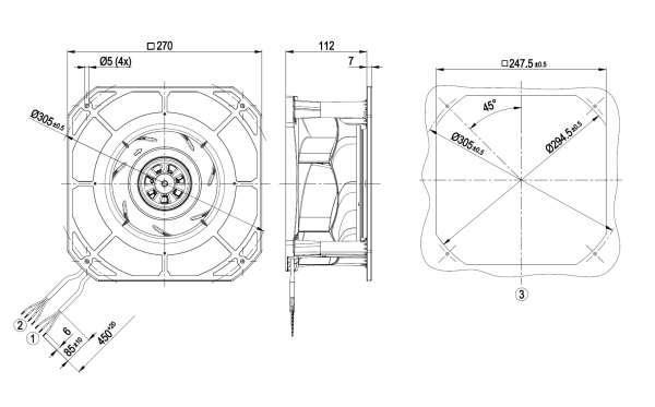 Центробежный вентилятор ebmpapst K3G225RD0503