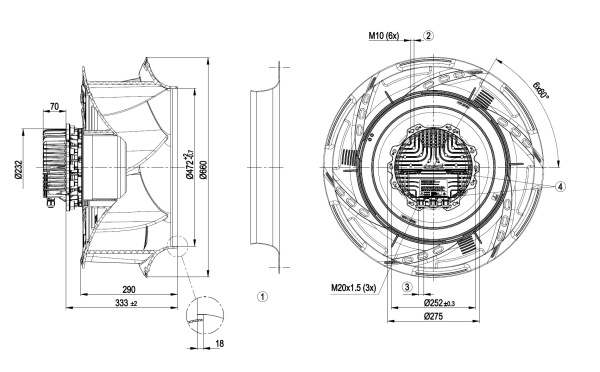 Центробежный вентилятор ebmpapst R3G630RB2101