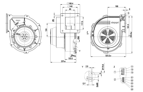 Центробежный вентилятор ebmpapst G3G200GN1801