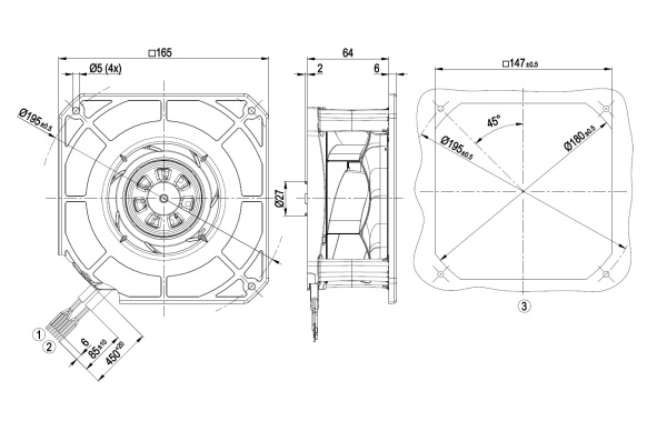 Центробежный вентилятор ebmpapst K3G133RA0103